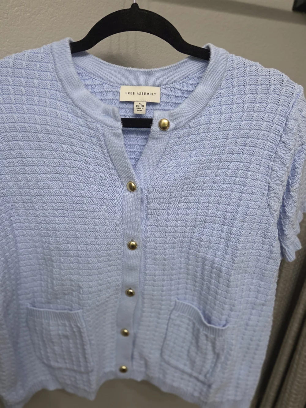 Light Blue Women's Button-Front Textured Cardigan Sweater